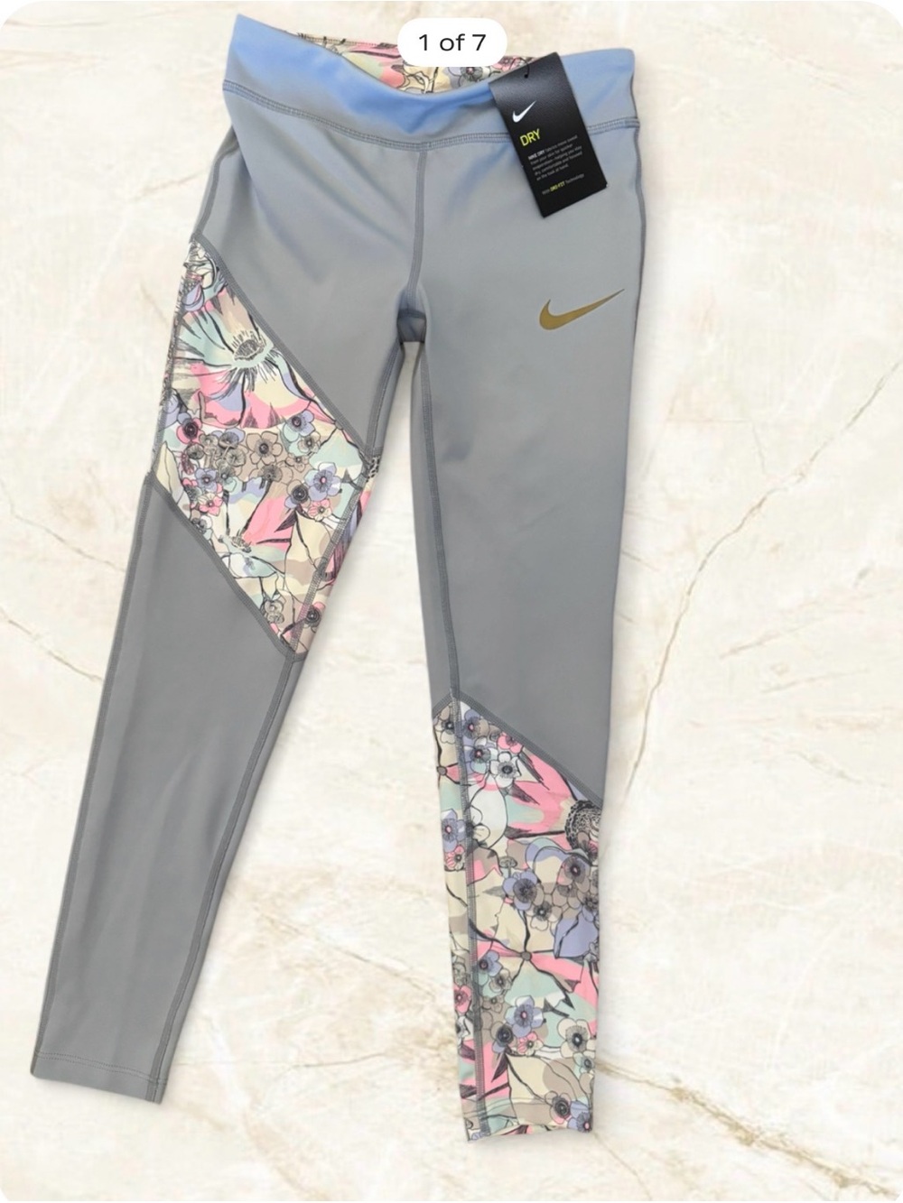 Nike Dri Fit Retro Pastel Floral and Grey Girls Medium New With Tag